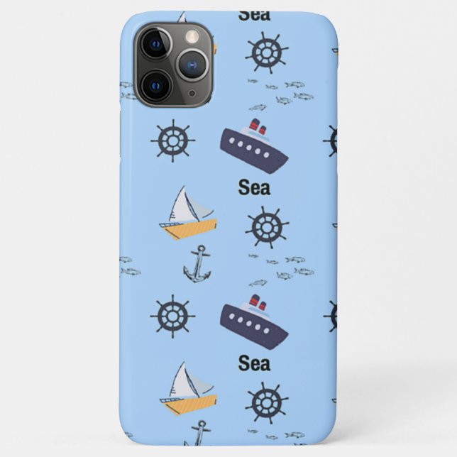 Sea pattern on blue Case-Mate iPhone hülle (Rückseite)
