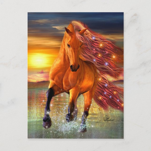 Sea Prancer Fantasy Horse Running on Beach Postkarte (Vorderseite)
