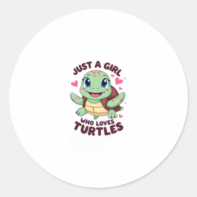 Sea Reptile Turtle Lovers Just A Girl Who Loves Tu Runder Aufkleber (Vorderseite)
