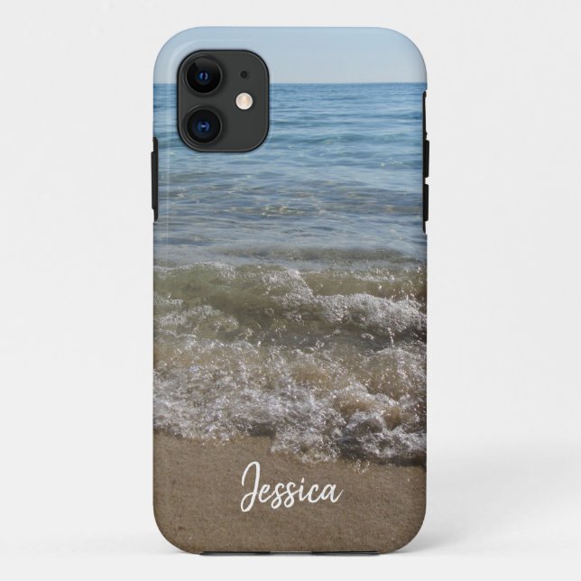 Sea & Sand Beach Waves Personalisierter Name Case-Mate iPhone Hülle (Rückseite)