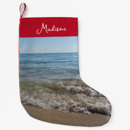 Sea & Sand Beach Waves Personalisierter Name Kleiner Weihnachtsstrumpf