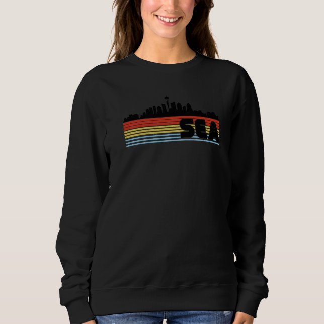 SEA Seattle Retro Regenbogen Stripte Stadt Sweatshirt (Vorderseite)