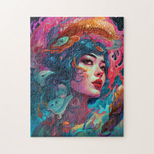Sea Serpent Hair Lady Fantasy Art Puzzle