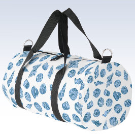 Sea Shell Nautical Watercolor Blue Travel or Gym Duffle Bag