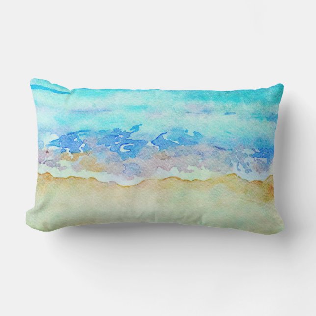 *~ Sea Shore AR7 Beach Nautical Waves Surf Beach Lendenkissen (Vorderseite)
