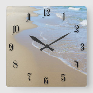 Sea shore quadratische wanduhr