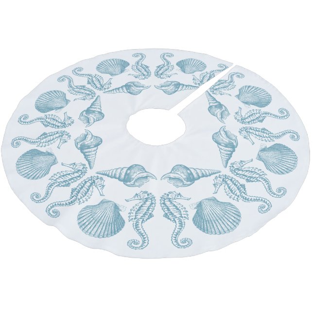 Sea Side Beach Frohe Weihnachten Polyester Weihnachtsbaumdecke (Schrägansicht)