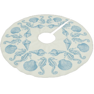 Sea Side Beach Frohe Weihnachten Warme Weiß Polyester Weihnachtsbaumdecke