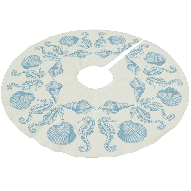 Sea Side Beach Frohe Weihnachten Warme Weiß Polyester Weihnachtsbaumdecke (Schrägansicht)