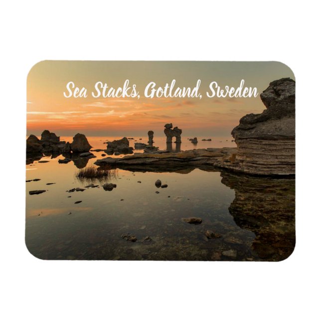 Sea Stacks Gotland Schweden stilisiert Magnet (Horizontal)