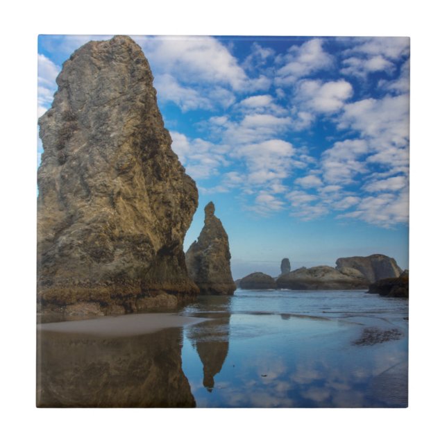 Sea Stacks on Bandon Beach in Bandon, Oregon 1 Fliese (Vorderseite)