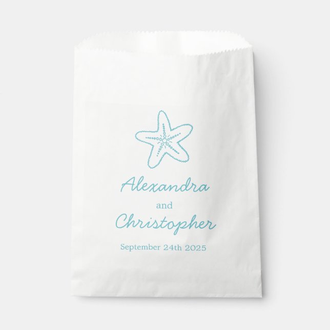 Sea Star & Wirbel Aqua & White Gevor Taschen Geschenktütchen (Vorderseite)