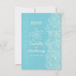 Sea Star & Wirbel Blue & Creme Hochzeit RSVP Karte