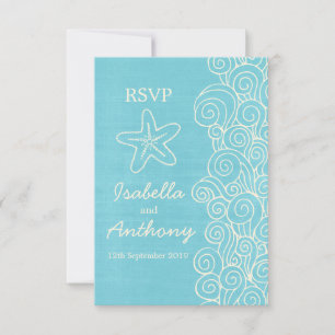 Sea Star & Wirbel Blue & Creme Hochzeit RSVP Karte