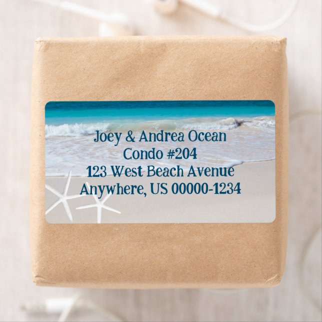Sea Stars Beach Background Shipping Labels (Insitu)