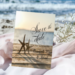 Sea stars Sand Beach Save the Date