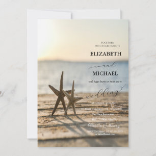 Sea stars Sand Beach Script Hochzeit Einladung