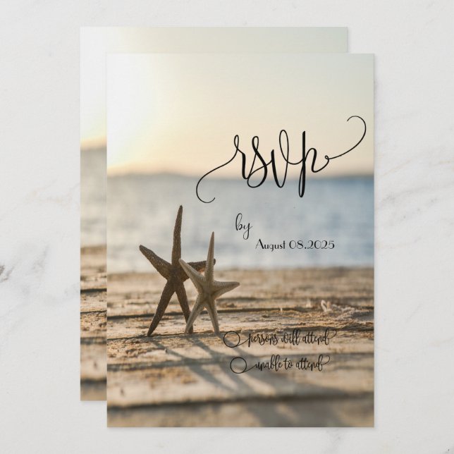 Sea stars Sand Beach Script UAWG Einladung (Vorne/Hinten)