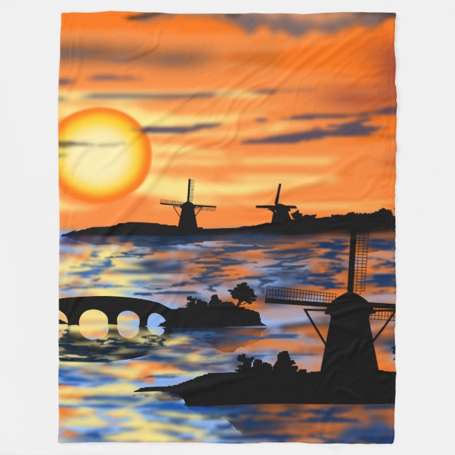 Sea Sunrise Fleece Blanket Niederlande Lanscape (Vorderseite)