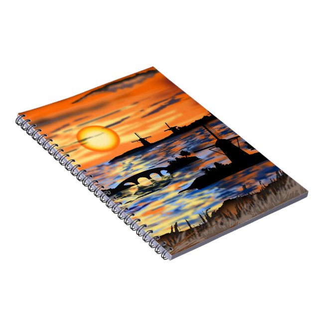 Sea Sunrise Notebook Niederlande Landschaft Notizblock (Rechte Seite)