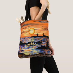 Sea Sunrise Town Tag Landschaft