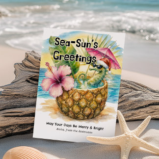 Sea-Sun's Grüße Seepferdchen Tropisches Weihnachte Feiertagskarte