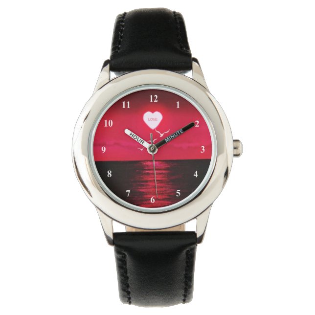Sea Sunset Black Red Watch Armbanduhr (Vorderseite)