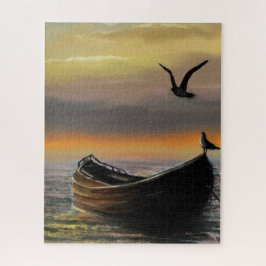 Sea Sunset Boat and Seagull Puzzleteil Geschenk Puzzle