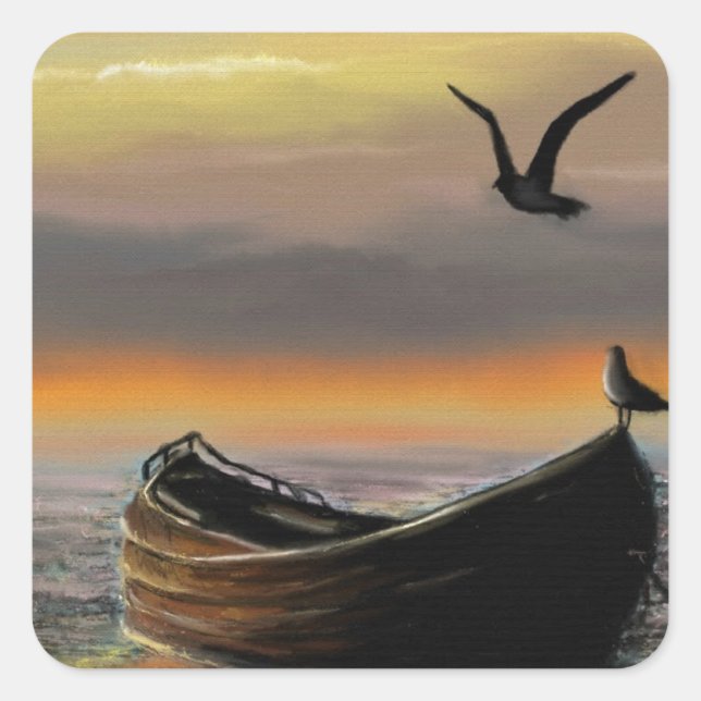 Sea Sunset Boat Sticker (Vorderseite)