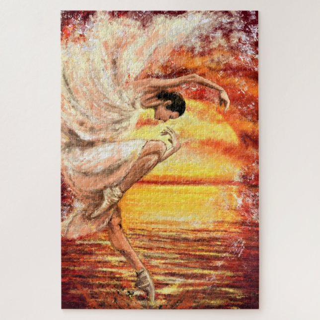 Sea Sunset Dancing Lady - Original Malerei Art Puzzle (Vertikal)