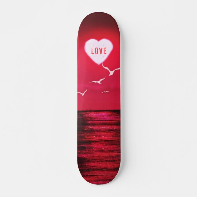 Sea Sunset Liebe Skateboard Romantisches Schwarzes (Vorne)