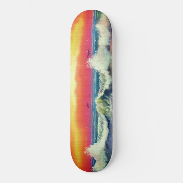 Sea Sunset Waves Skateboard - Malerei (Vorderseite)
