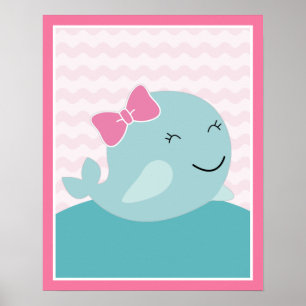 Sea Sweeties Girl Meereswelt Pink - Whale Art Post Poster