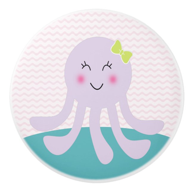 Sea Sweeties Octopus Kinderzimmer Drawer Pull Knob Keramikknauf (Vorderseite)