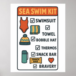 Sea Swim Kit – Funny Checklist Design for Wild Swi Poster