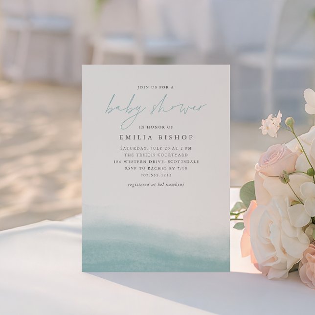 Sea tides Coastal Watercolor Kinderdusche Einladung (Von Creator hochgeladen)