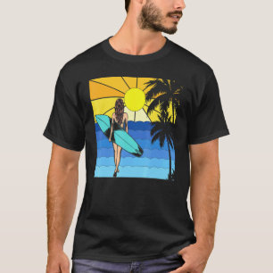 Sea Tropical Beach Surfboard Wellen Surfer Sunset T-Shirt