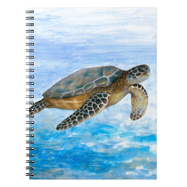 Sea Turtle 1 blaues Wasser Notizblock (Vorderseite)