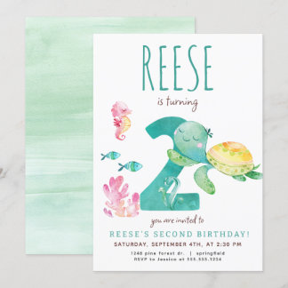 Sea Turtle 2. Geburtstag Einladung