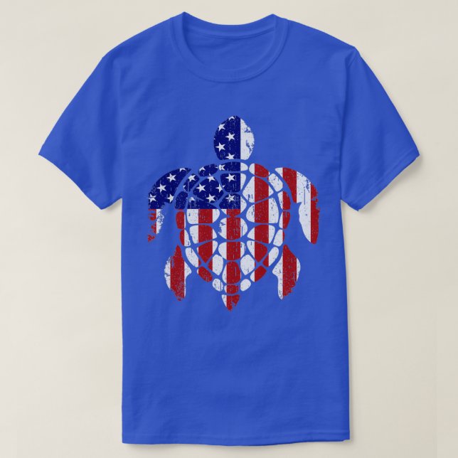 Sea Turtle 4th of July American Flag T-Shirt (Design vorne)