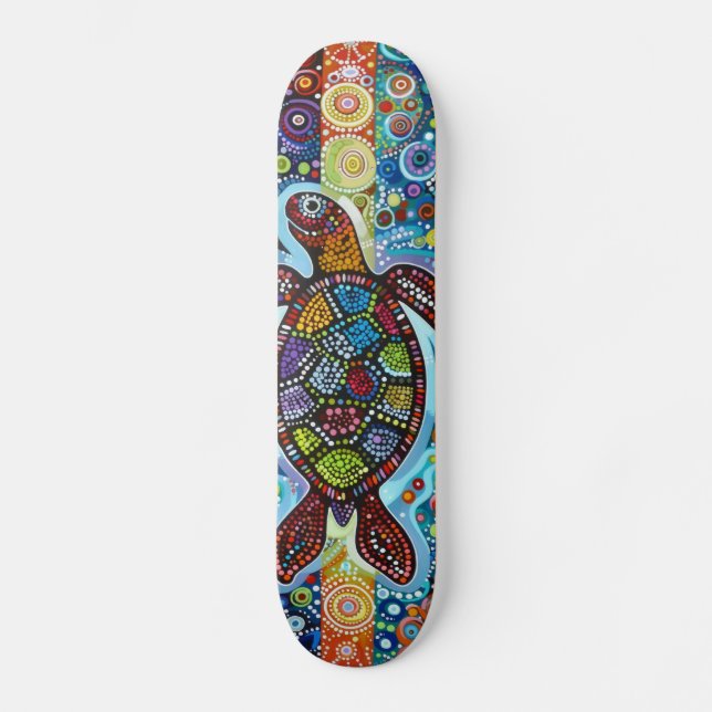 Sea Turtle - Aborigine Style - Skateboard Deck (Vorderseite)