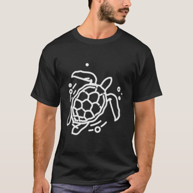 Sea Turtle Abzeichen Patch Line Art Icon Kontur Ge T-Shirt (Vorderseite)