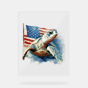 Sea Turtle American Flag Acrylschild