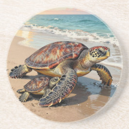 Sea Turtle and Baby Illustration Getränkeuntersetzer