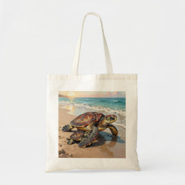Sea Turtle and Baby Illustration Tragetasche