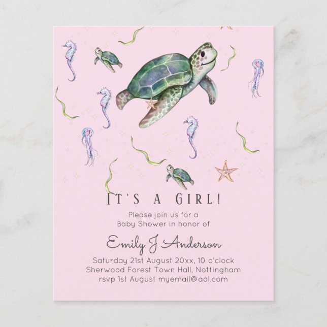 Sea Turtle and Friends Baby Boy oder Girl Shower I (Vorderseite)