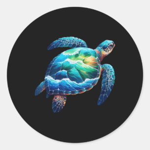 Sea Turtle Animal Earth Day Women Men Kids Earth D Runder Aufkleber