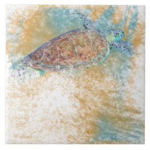 Sea Turtle Art Coastal Art Fliese