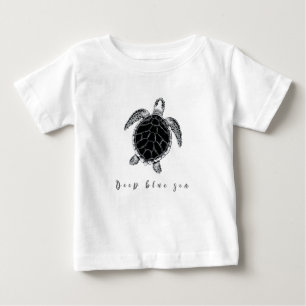 Sea turtle b/w baby t-shirt