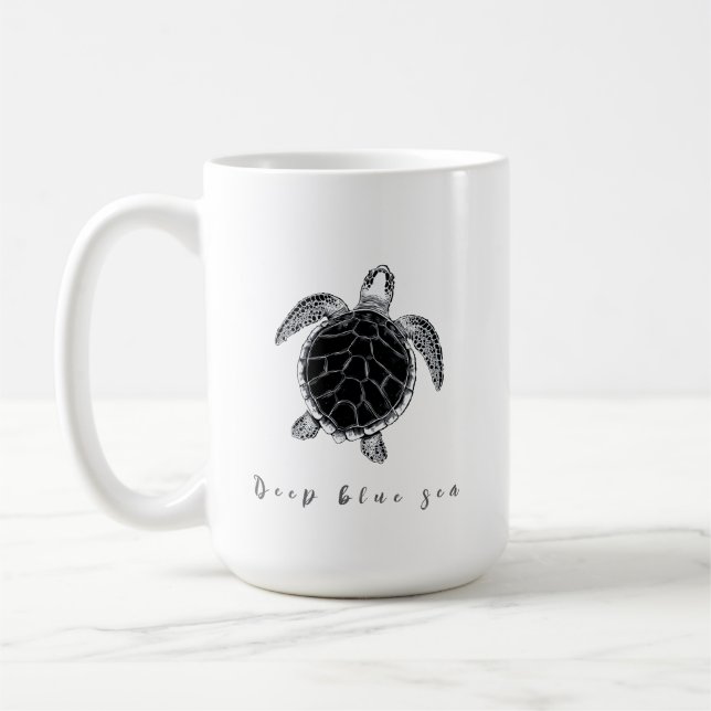 Sea turtle b/w kaffeetasse (Links)